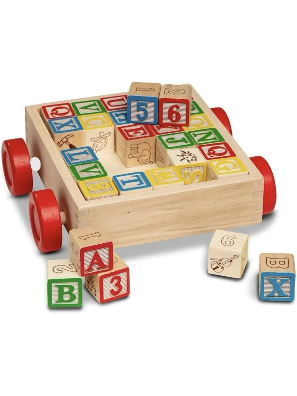 Melissa & Doug Classic ABC 123 Wooden Block Cart New Sealed in Plastic 30 Blocks